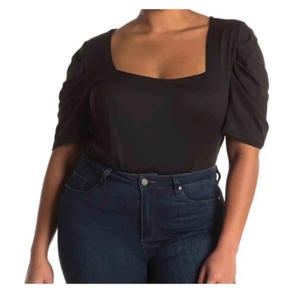SOCIALITE CURVE Square Neck Bodysuit NEW - Black size 3X
